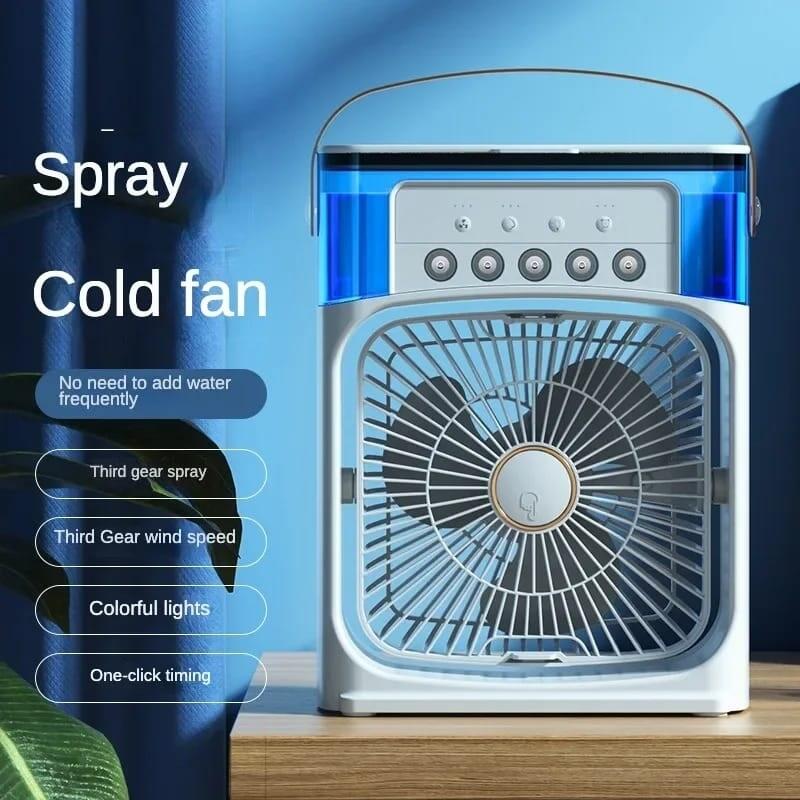 Ventilador de Aire Frío con Pulverizadores de Agua y Luz RGB – Refresca y Ilumina tus Noches
