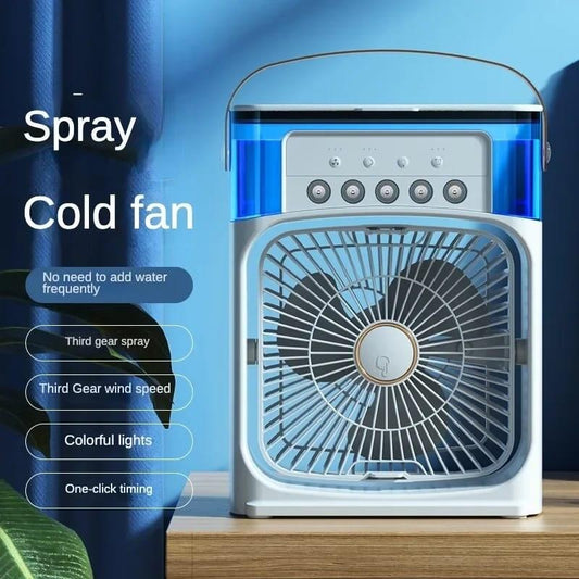 Ventilador de Aire Frío con Pulverizadores de Agua y Luz RGB – Refresca y Ilumina tus Noches